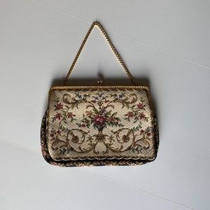 Vintage Gold Chain Tapestry Bag